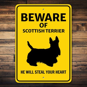 Scottish Terrier Sign, Beware Dog Sign, Dog Breed Sign, Scottie Gift, Dog Warning Sign, Scottie Decor, Scottie Lover, Dog Metal Sign