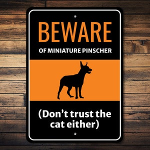 Miniature Pinscher Sign, Pinscher Lover Gift, Pinscher Decor, Dog Silhouette Sign, Gate Dog Sign, Dog Humor Sign - Dog Metal Sign