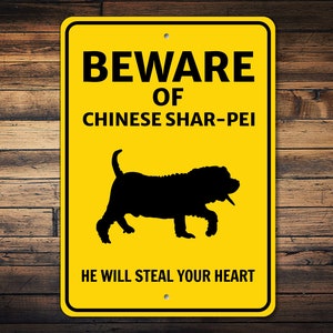 Chinese Shar-Pei Sign, Beware Dog Sign, Dog Silhouette Sign, Shar-Pei Gift, Dog Breed Sign, Shar-Pei Decor, Shar-Pei Dog Metal Sign