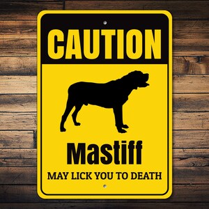 Mastiff Sign, Caution Dog Sign, Dog Silhouette Sign, Mastiff Gift, Witty Dog Sign, Mastiff Decor, Dog Warning Sign - Dog Metal Sign