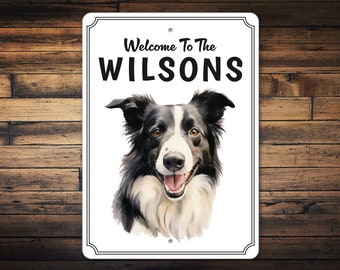 Border Collie Zeichen | Border Collie Willkommensschild | Border Collie Hund Geschenk | Border Collie Besitzer Dekor | Collie Hund Dekor | Metallschild