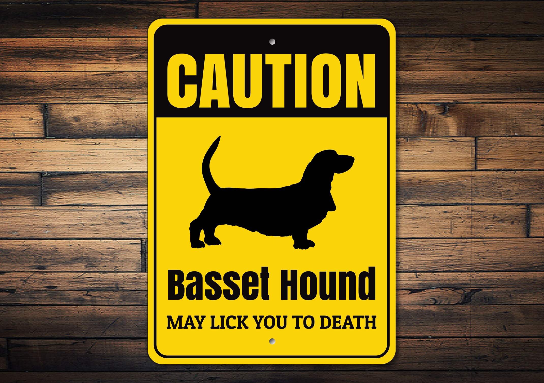 Caution Dog Sign, Basset Hound Sign, Dog Silhouette Sign, Basset