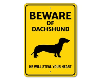 Dachshund Dog Sign, Beware Dog Sign, Dog Silhouette Sign