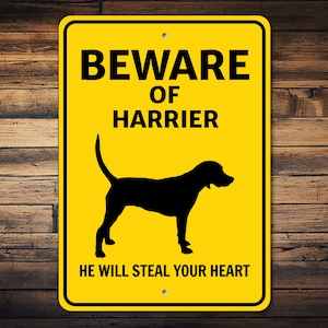 Harrier Dog Sign, Beware Dog Sign, Dog Silhouette Sign, Harrier Owner Gift, Dog Warning Sign, Harrier Wall Decor, Dog Metal Sign