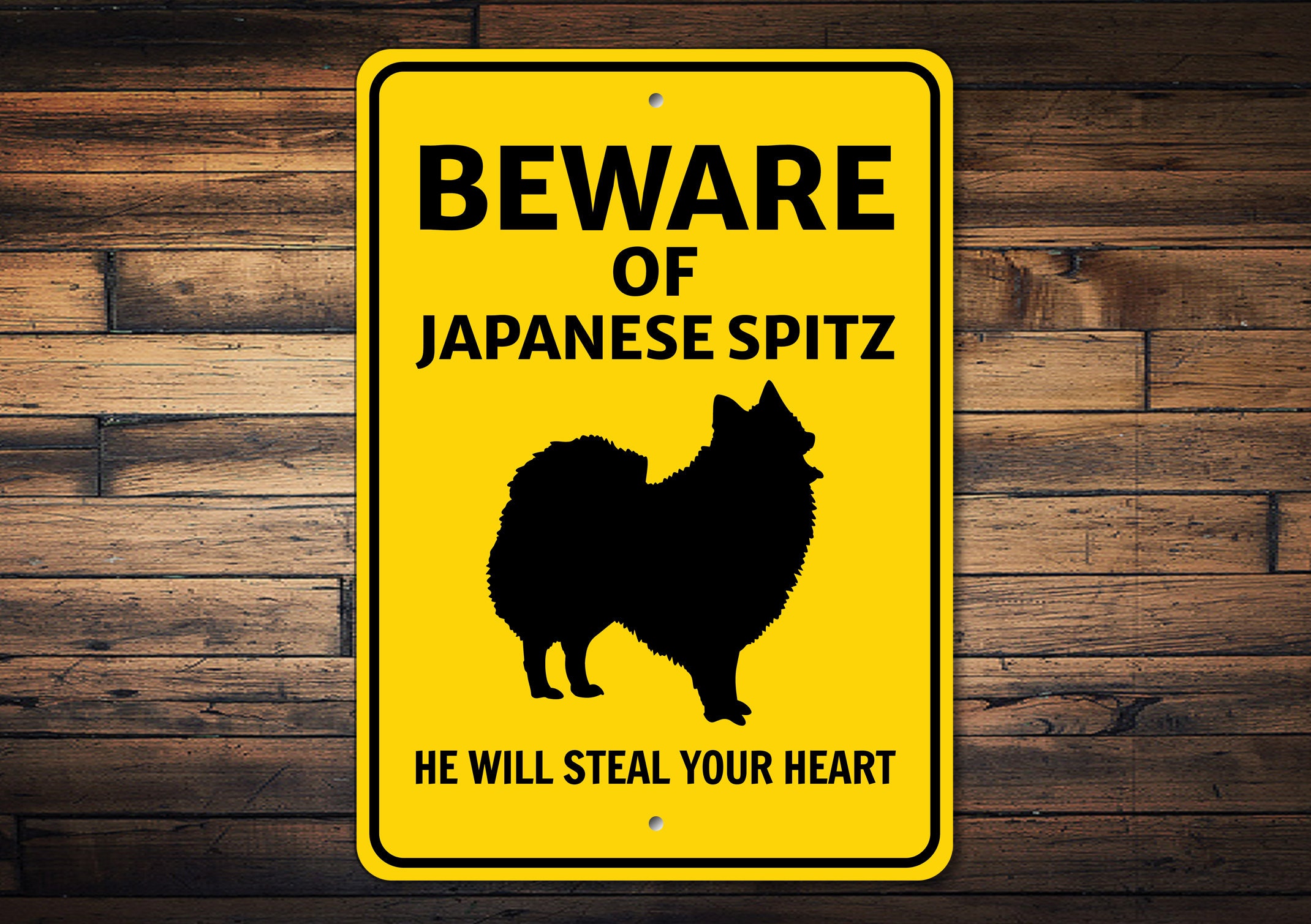 Japanese Spitz Sign, Beware Dog Sign, Dog Breed Sign, Japanese