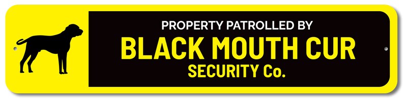 Cur Gift Dog Security Sign, Black Mouth Cur Sign, Home Security Decor, Black ...