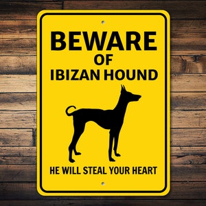 Ibizan Hound Zeichen, Vorsicht Hund Zeichen, Hund Silhouette Zeichen, Ibizan Hound Geschenk, Hund Warnzeichen, Ibizan Hound Decor, Hund Metallschild