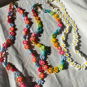 Colorful Flower necklace, Daisy choker