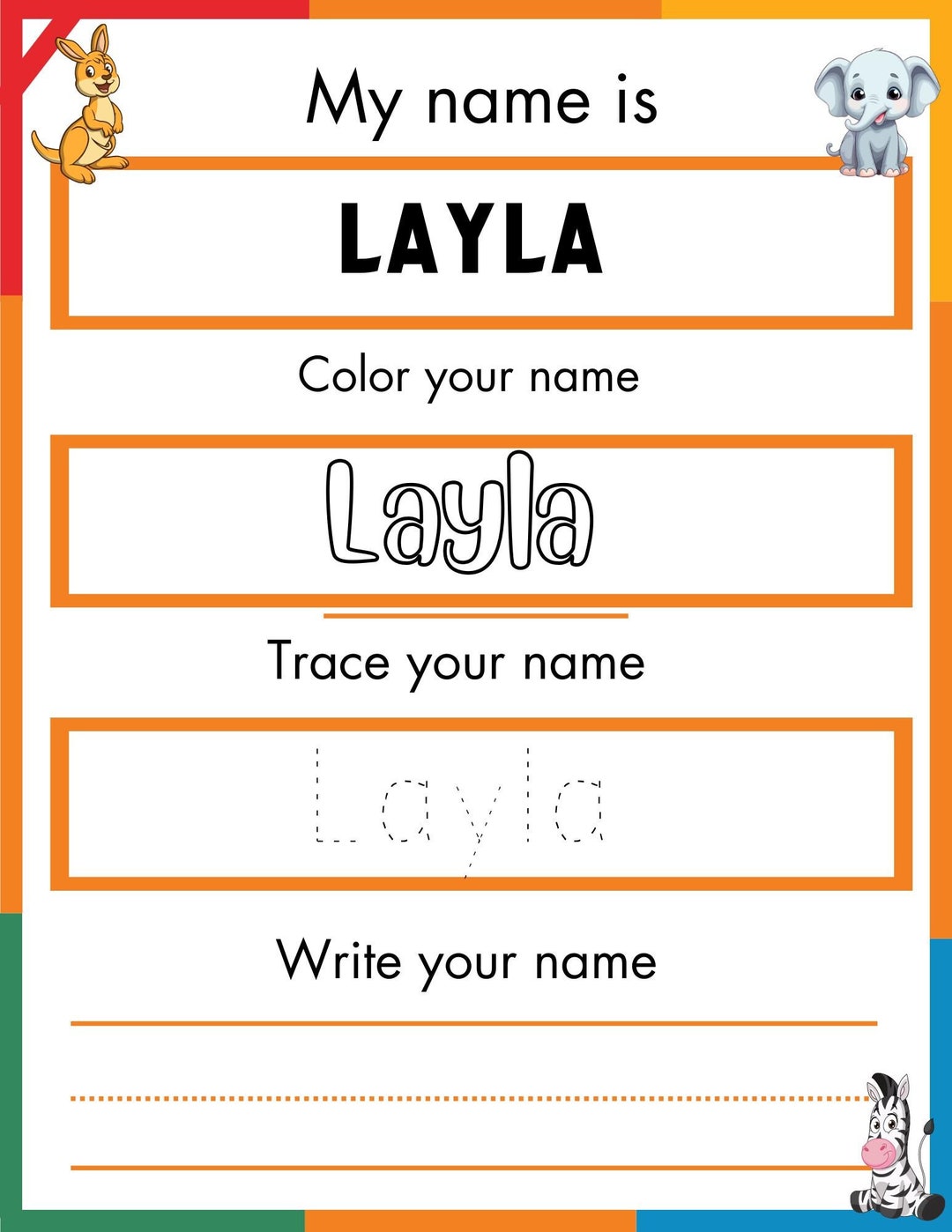 Personalized Name Tracing Worksheet | Editable PDF | Digital Download ...