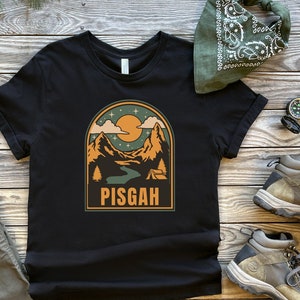 Pisgah National Forrest North Carolina Unisex Retro Short Sleeve Tee Western NC Brevard Outdoor Lover Gear Blue Ridge Camping Adventure Vibe