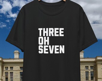 Wyoming 307 Area Code Unisex Tee: Big WY Short Sleeve T-Shirt