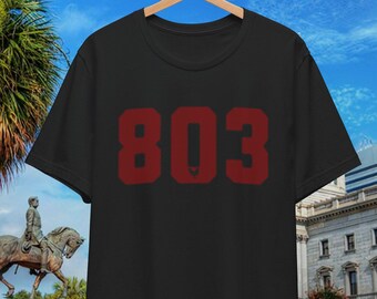 803 Area Code Columbia SC Unisex Short Sleeve Tee Midlands South Carolina Aiken Sumter T-shirt Cola Apparel Fathers Day Rock Hill Gift Cayce