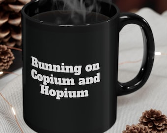 11oz Black Coffee Cup- Finance Bro Mug Copium and Hopium Bitcoin Lover Gift Work From Home Day Trader Desk Decor Cool Crypto Cup, Investment