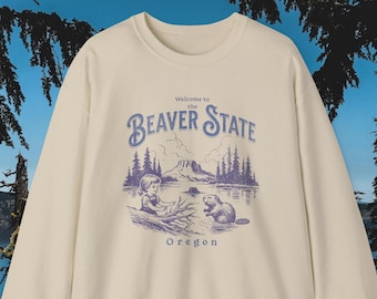 Oregon Beaver State Sweatshirt: Unisex Crewneck for Nature Lovers Vintage Portland OR Fall Colors