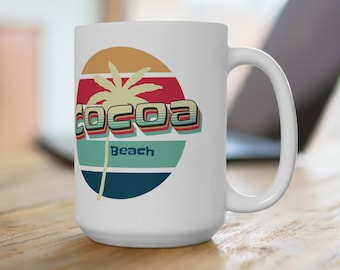 Cocoa Beach FL Keramikbecher 15 Unzen Florida Tasse Atlantik Florida Geschenk für ihn sie. lustige Strand Kaffee und Tee Becher Kaffeeliebhaber Muttertag Väter