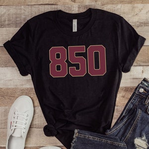 Tallahassee FL 850 Are Code Unisex Short Sleeve Tee Florida College Gameday Tailgating Apparel Southern State Sports Gift for Student Alumni