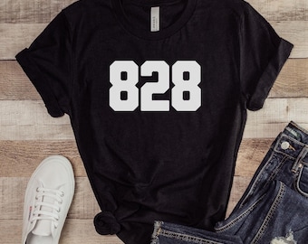828 WNC エリアコード ユニセックス 半袖 Tシャツ ウェスタン ノースカロライナ Tシャツ 843 ブルーリッジ山脈 アッシュビル Tシャツ ブーン ギフト ブレバード ギア