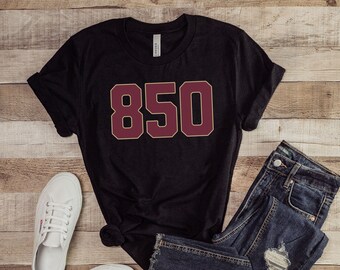Tallahassee FL 850 Are Code Unisex Short Sleeve Tee Florida College Gameday Tailgating Apparel Southern State Sports Gift for Student Alumni