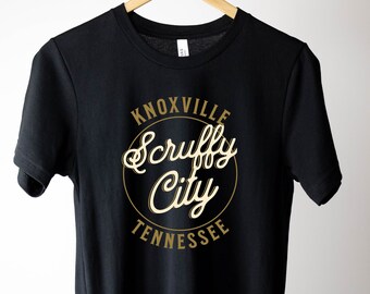 Knoxville TN Scruffy City Unisex Short Sleeve Tee KNX East Tennessee Gift Shirt 865 Sun Sphere Smokey Mountains Gift for Dad Volunteer State