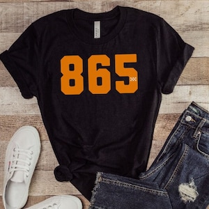865 Knoxville TN Unisex Short Sleeve Tee East Tennessee Pride Area Code Coed Style Font Shirt Scruffy City K-Town Gatlinburg Smoky Mountains