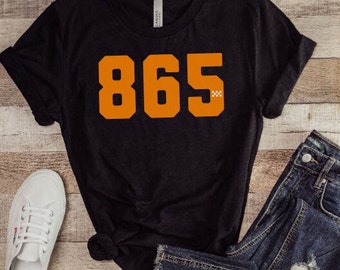 865 Knoxville TN Unisex Short Sleeve Tee East Tennessee Pride Area Code Coed Style Font Shirt Scruffy City K-Town Gatlinburg Smoky Mountains