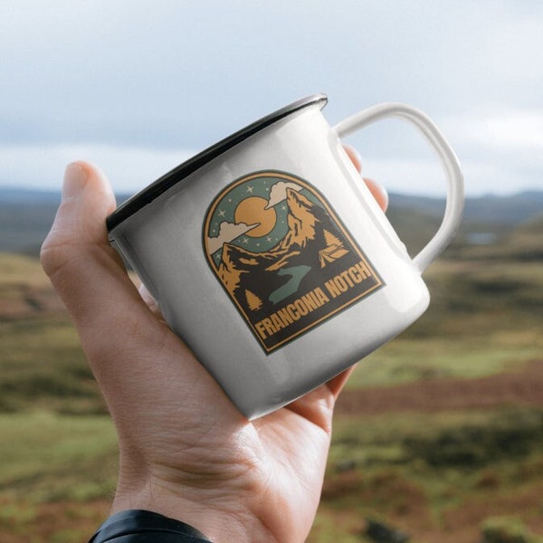 Franconia Notch State Park NH Camp Cup New Hampshire White Mountain Coffee Lover Outdoor Adventure Hiking Lover Gift Mount Lafayette Gear