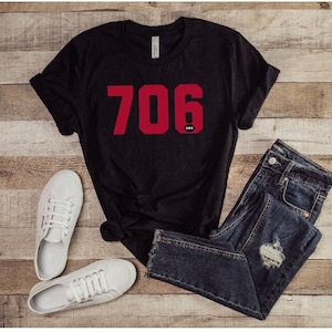 706 Athens GA area code Unisex Jersey Short Sleeve tailgate Tee Georgia college sports fan style t-shirt 706 football apparel