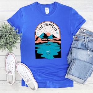 Lake Champlain Summertime T-Shirt Unisex Softstyle  New York and Vermont Lake souvenir Hiking gift camping gear
