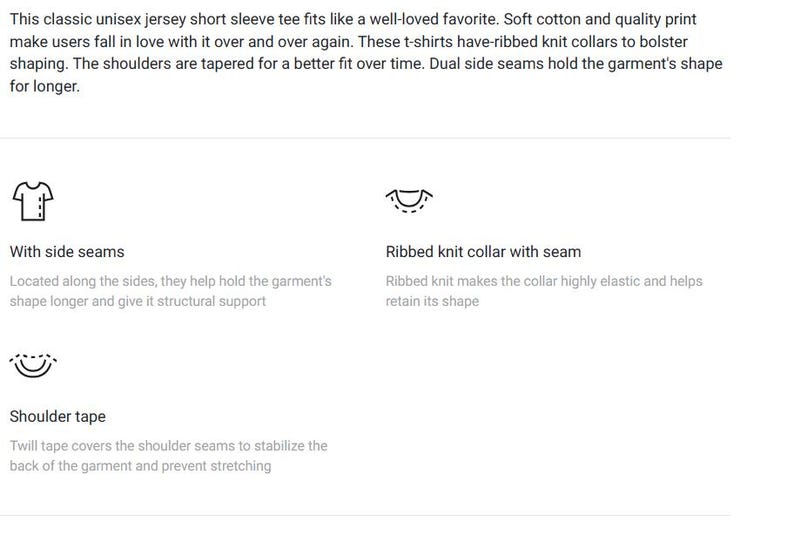May include: Diagram illustrating the construction details of a short-sleeved t-shirt. The diagram shows the side seams, ribbed knit collar with seam, and shoulder tape.