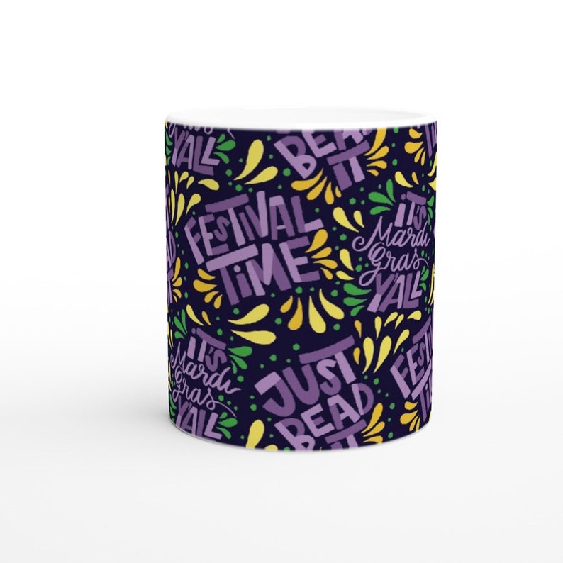 Mardi Gras Mug, Fat Tuesday Cup, Louisiana Carnival, New Orleans Gift