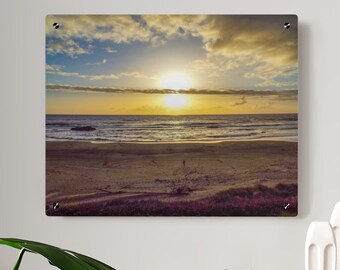 Sunset on the Beach Acrylic Wall Art Panel, Pacific Ocean Photo Wall Panel, Ocean Sunset Photo, Lincoln City Oregon Sunset Photo