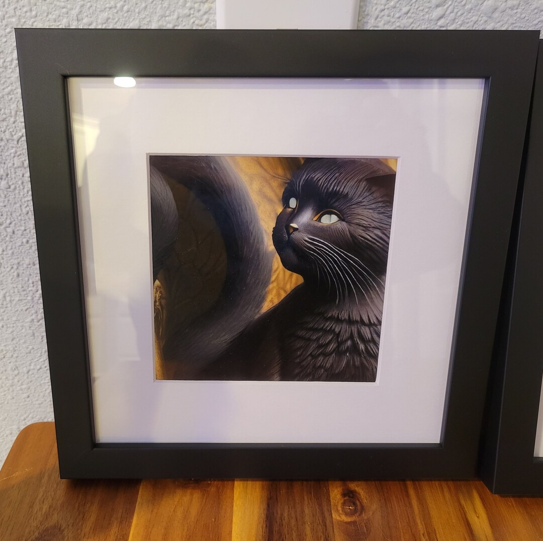 Black Cat Wall Art Tabby Cat Wall Art Framed Cat Art Print Cat Etsy