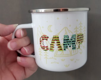 Enamel Camping Mug, Nature Lover Mug, Gift for Him, Outdoorsman Mug, Metal Camping Cup, Gift for Her, Glamping Mug, Christmas Gift