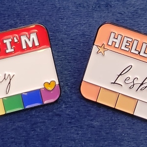 Collection of Hello I'm... Pride Pins for Lesbian Gay LGBT Pride Pins Gifts for lgbt Pride Lesbian Pin Gay Pin LGBT Gifts