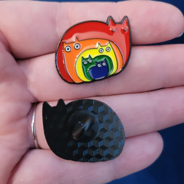 Rainbow Pride Cat Pins, Cat Lover Pride Pin, LGBTQIA Cat Pin, Cat Lover Gift, LGBT+ Cat Gift, Cat Pride Pin
