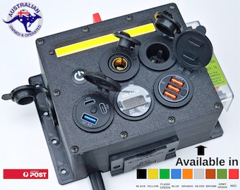 Grande scatola di alimentazione configurabile tramite USB da 12 V/24 V - Caricabatterie per camper, roulotte, tenda, barca, fuori rete