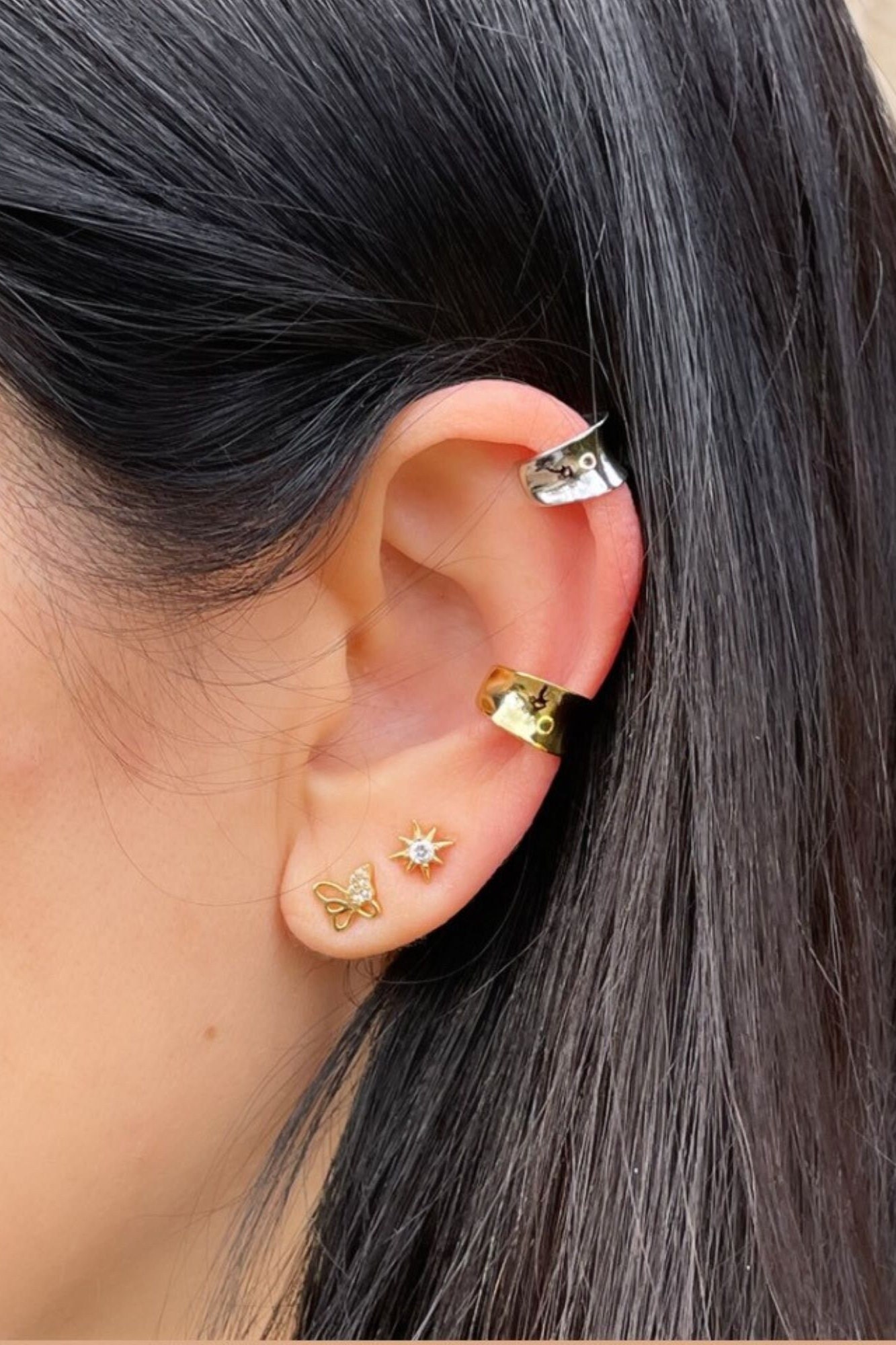 Ear Cuff 18k Gold Plated Ear Cuff Rhodium Plated 925 Sterling Silver Ear  Cuff No Piercing Thick Ear Cuff Cartilage Earrings - Etsy