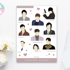 Lee Min-ho Sticker Sheet Lee Min-Ho Fanart Aufkleber Lee Minho Fan Geschenk koreanische Drama Fan Art Kdrama A6 Scrapbooking Journaling Illustration