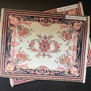 Keshishian Miniature Carpet #031 “Jardin des Fleurs” - 11”(L) x 8.5”(W) - Vintage 1:12 Scale Dollhouse Miniature