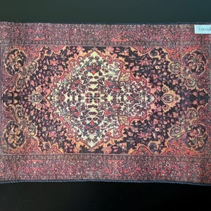 Keshishian Miniature Carpet #013 “Sarouk” - 13.25” (L) x 9” (W) – Vintage 1:12 or 1/6 Scale Dollhouse Miniature