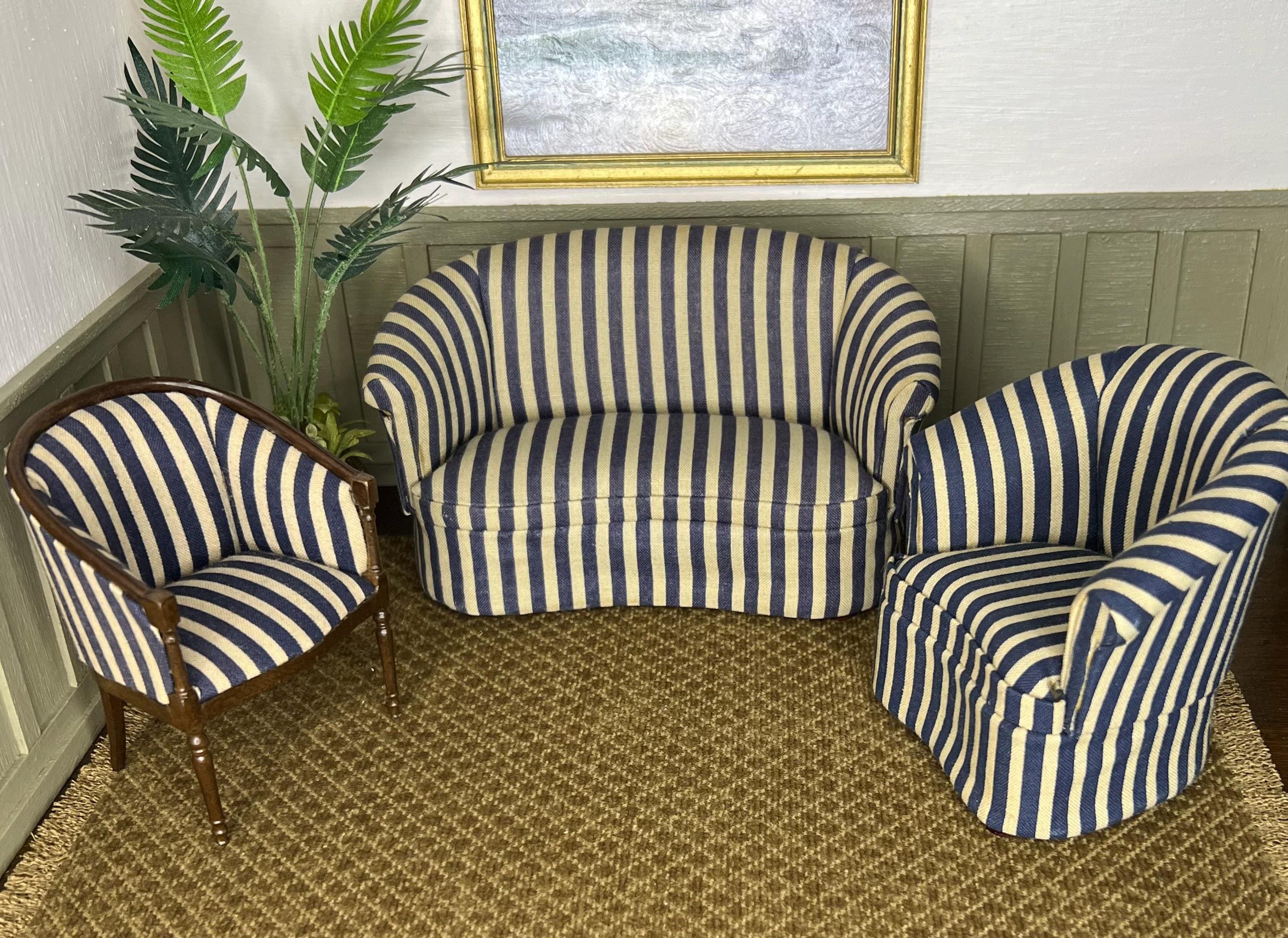 Bespaq Sofa, Armchair & Side Chair – 1:12 Scale Dollhouse Miniature