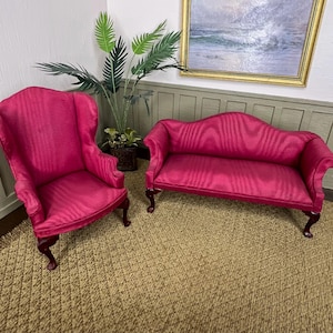 Bespaq Dollhouse Miniature Sofa and Wingback Chair - 1:12 Scale