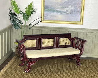 RARE Vintage Bespaq Caned Wicker Sofa – 1:12 Scale Dollhouse Miniature