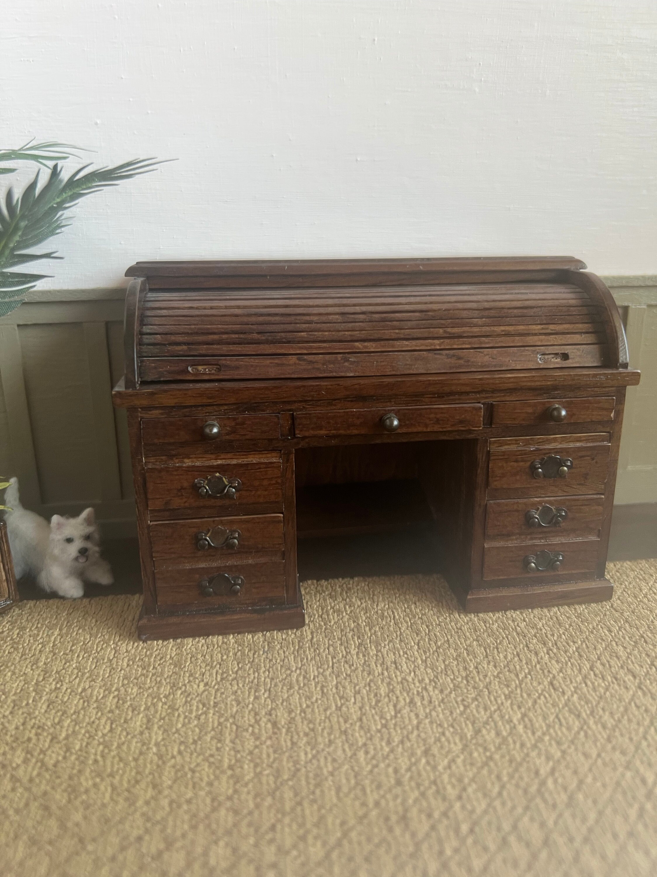 Solid oak roll top desk used deals