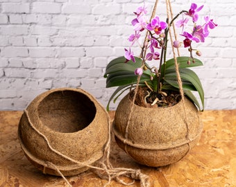 Macetas colgantes grandes de fibra de coco cEyCO