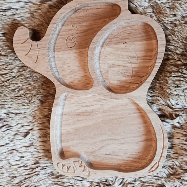 Assiette enfant en bois éléphanteau