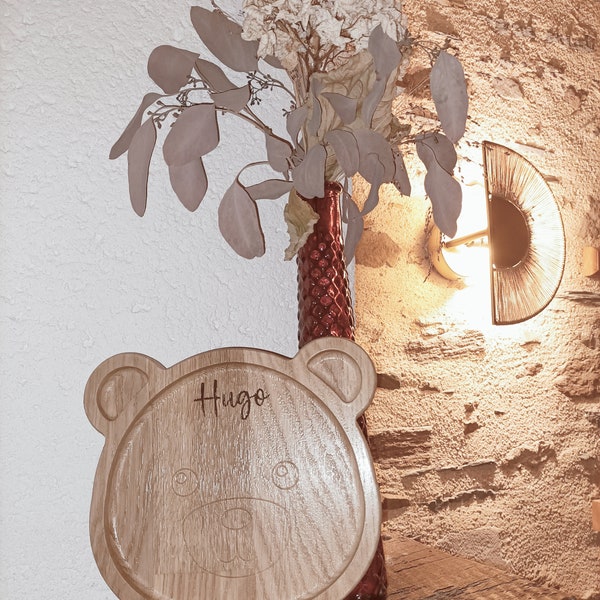 Assiette enfant en bois ours