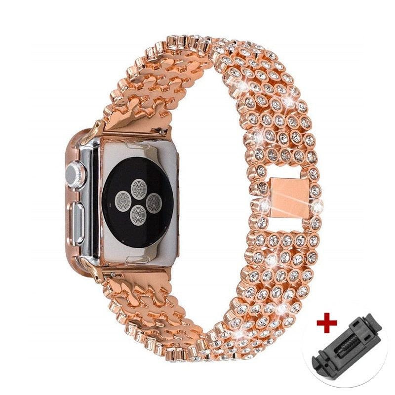 Classic Diamond Gold Apple Watch Band Women Series 8 7 6 5 4 Etsy