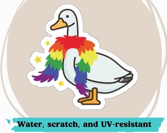Pride Goose Vinyl Sticker: Rainbow LGBTQ+ Ally Sticker