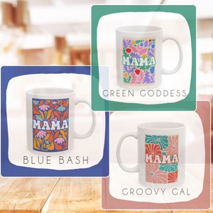 Mama Retro Floral Mug Mama Mug Floral Design Coffee Mug Gift Floral Print Tea Mug Ceramic Mothers Day Gift Coffee Lover Tea Lover Gift Idea